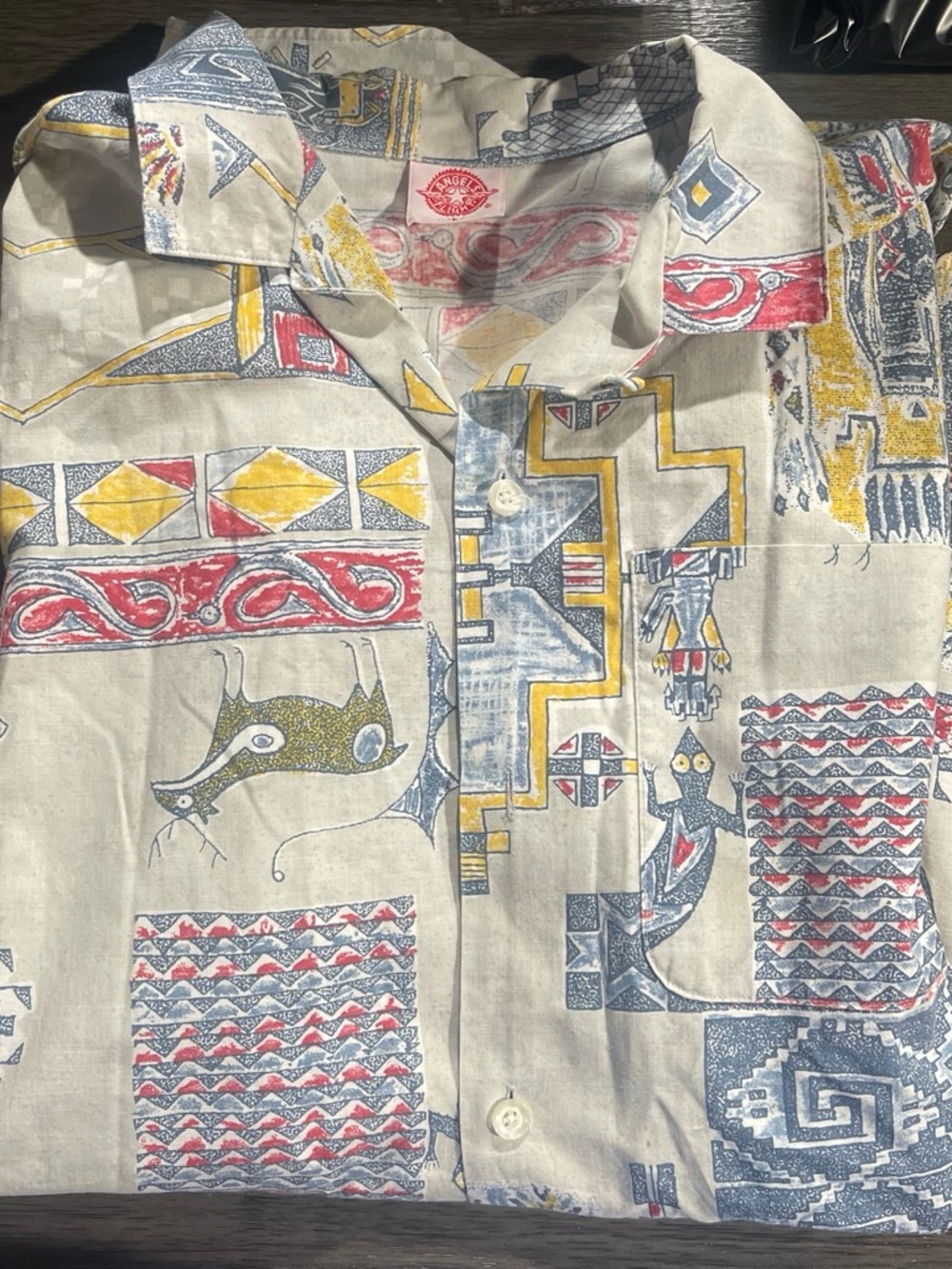 Angel Flight Men’s Sz L Aztec Print Button Up